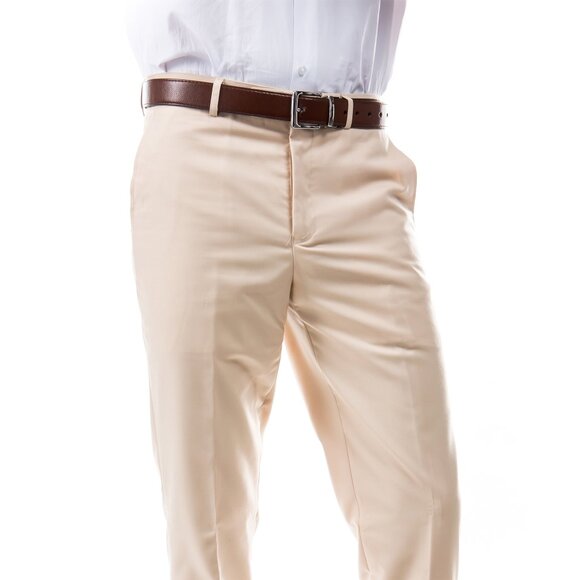Azzuro Men's 3-Pack of Tan Dress Pants (Unhemmed/Open Bottom) - Picture 3 of 4